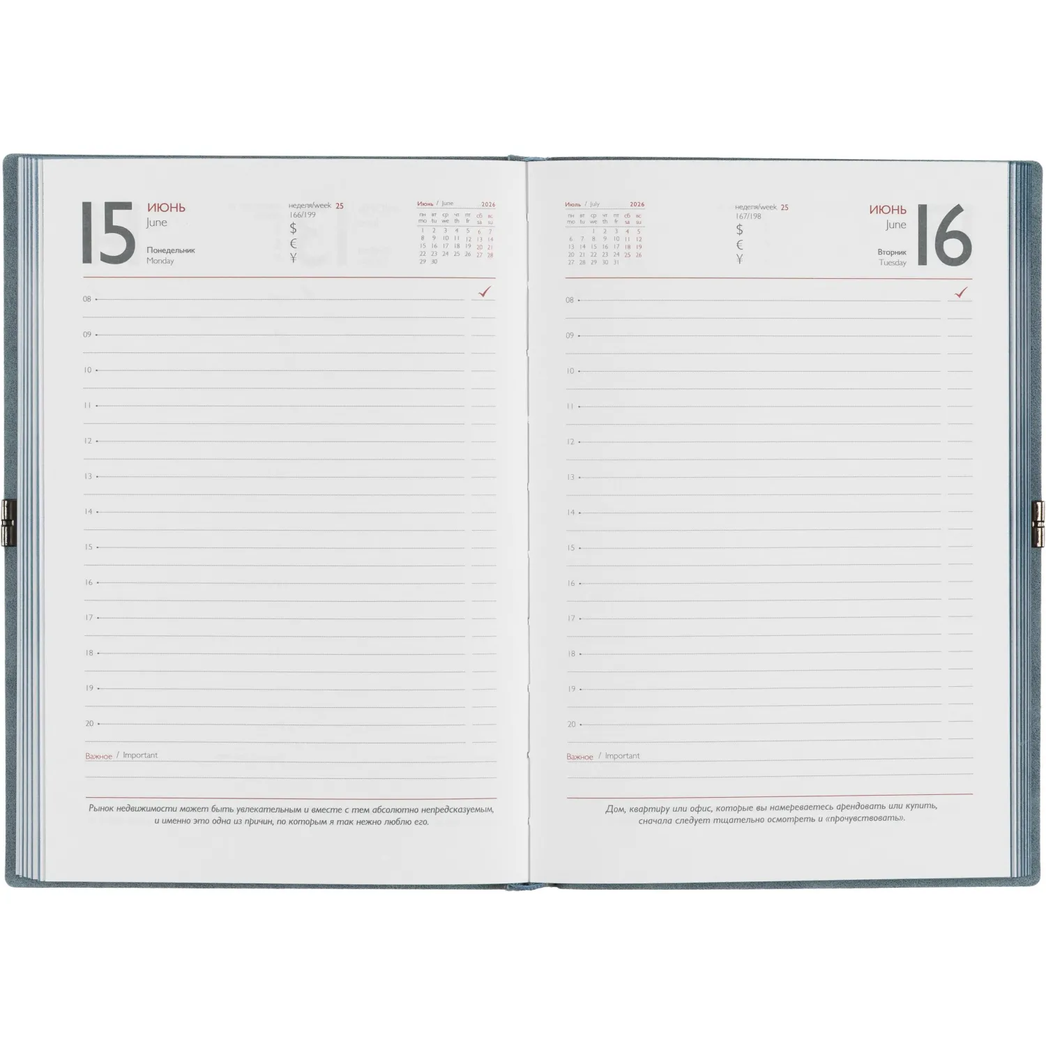 Ежедневник датированный 2026 ESCALADA А5 (146x211мм), 176л, голубой 70277 - фото 11