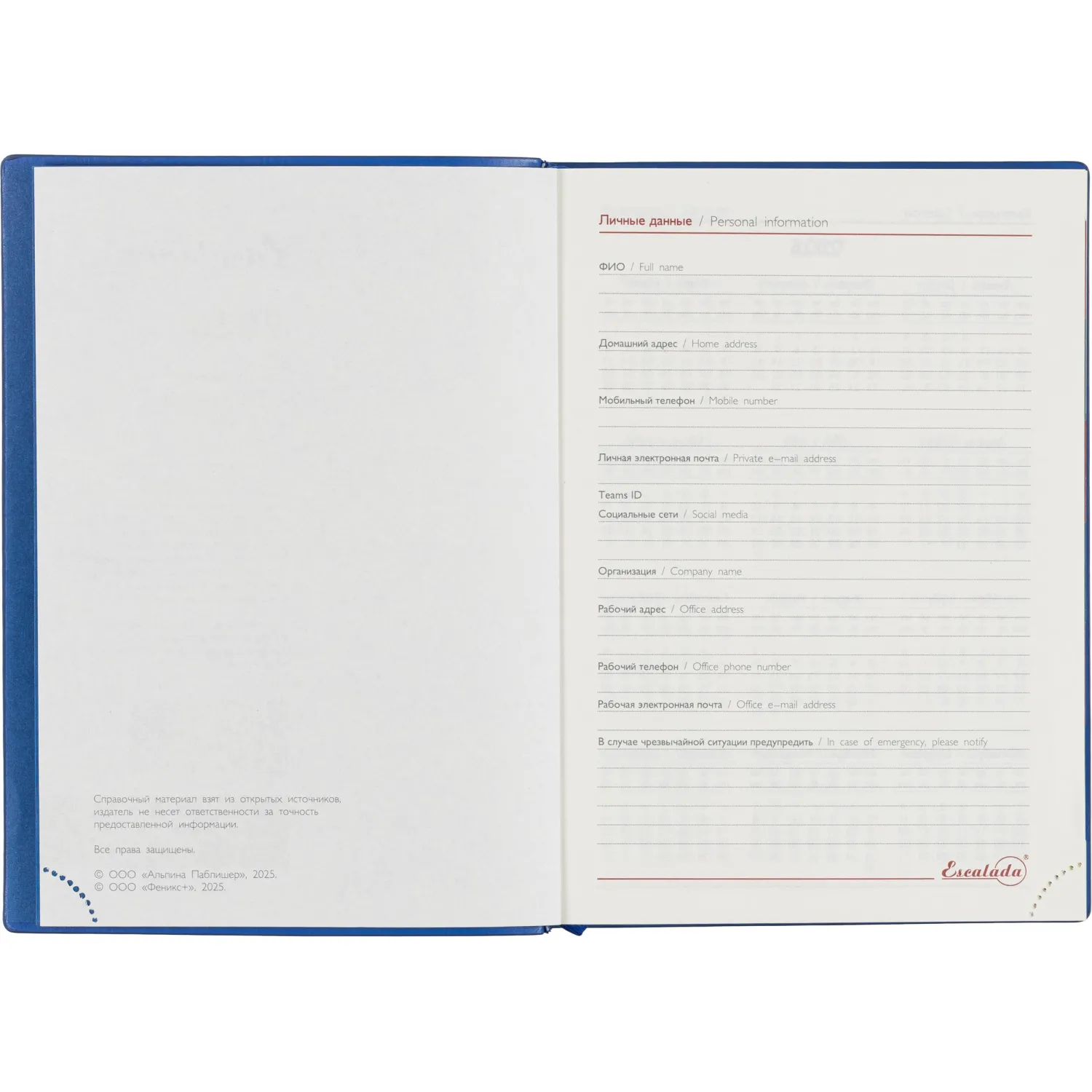 Ежедневник датированный 2026 ESCALADA А6+ (126х174мм), 176л, синий 70298 - фото 6