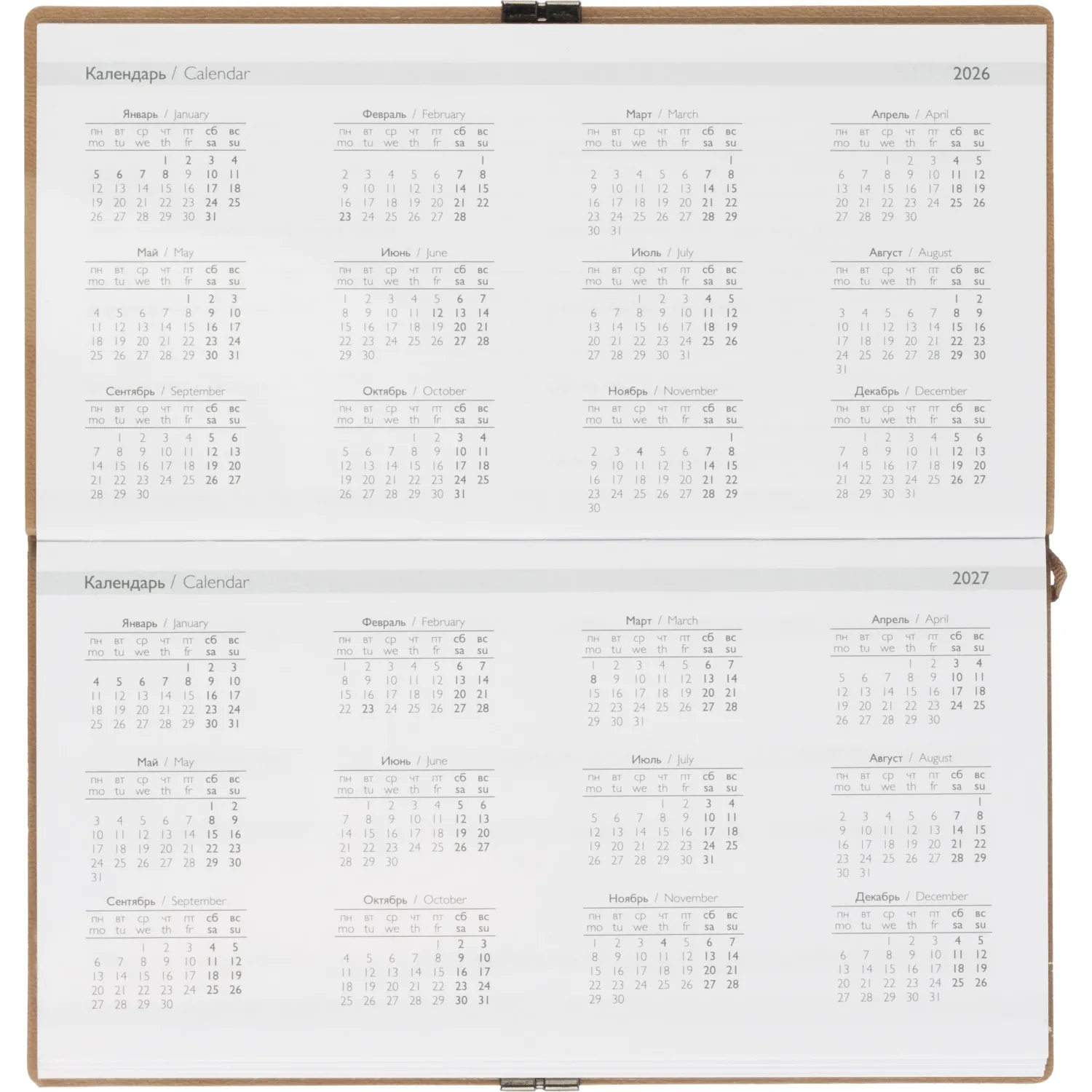 Еженедельник датированный 2026 ESCALADA 175х95мм, 64л, бежевый 70395 - фото 6