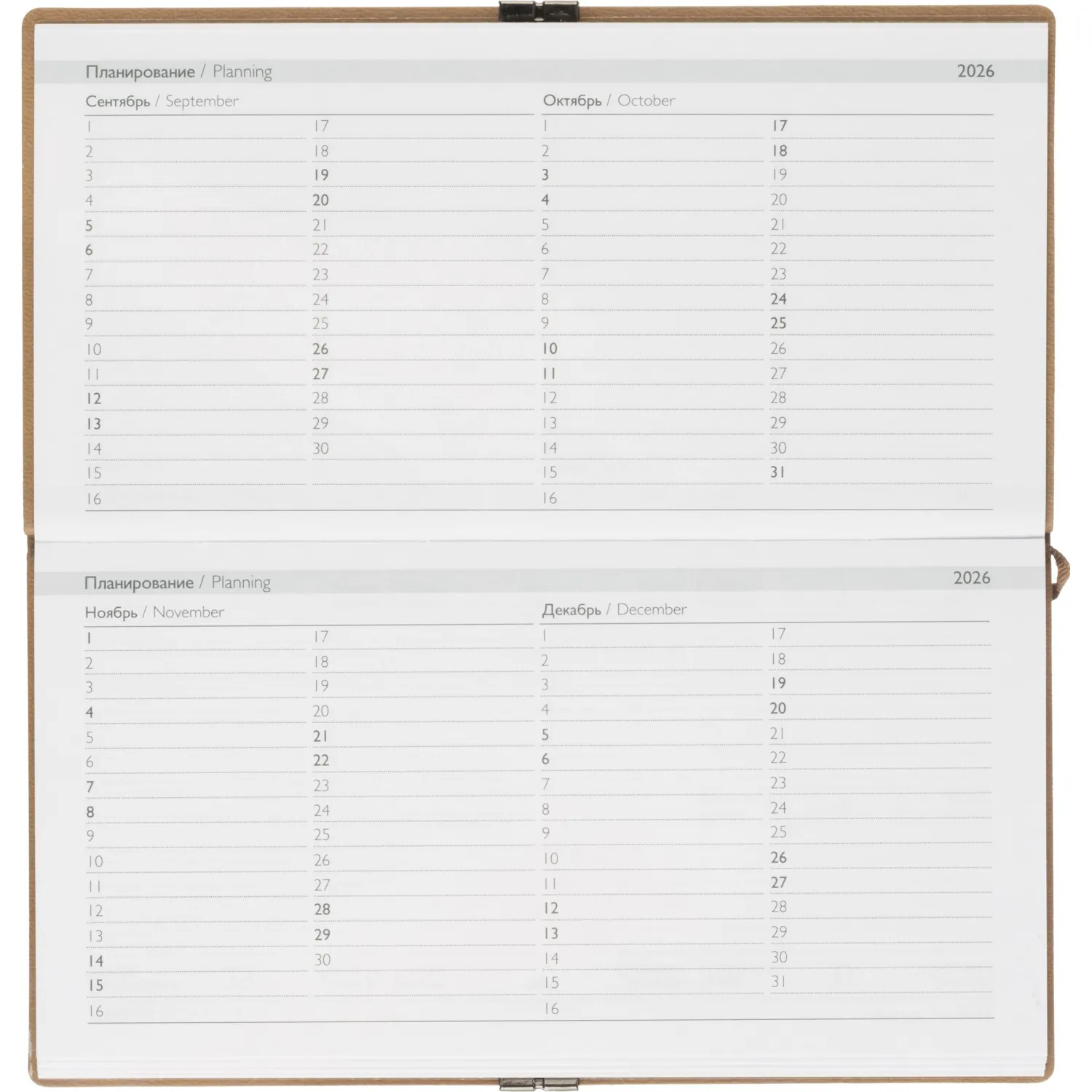 Еженедельник датированный 2026 ESCALADA 175х95мм, 64л, бежевый 70395 - фото 10