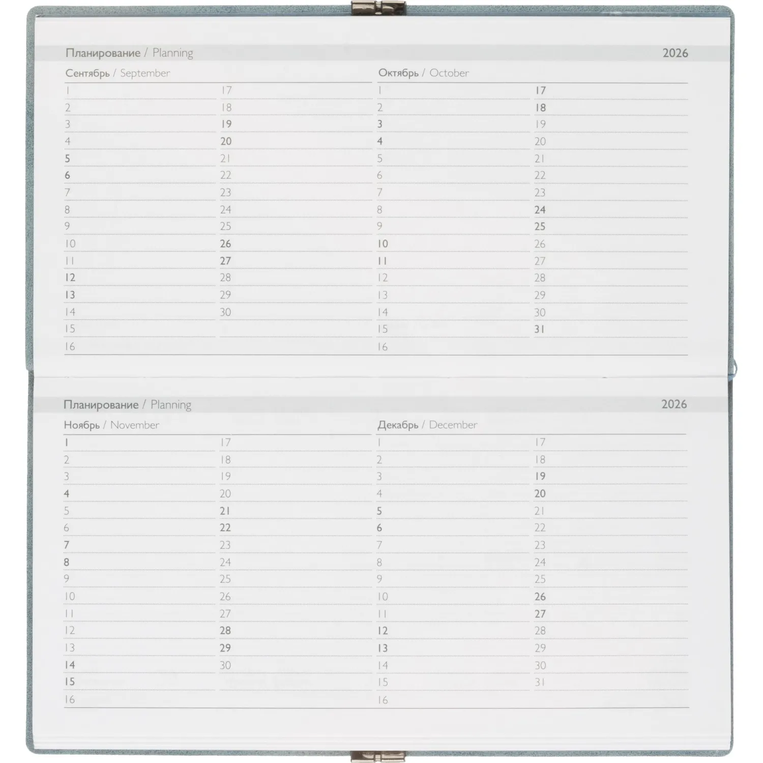 Еженедельник датированный 2026 ESCALADA 175х95мм, 64л, голубой 70396 - фото 10