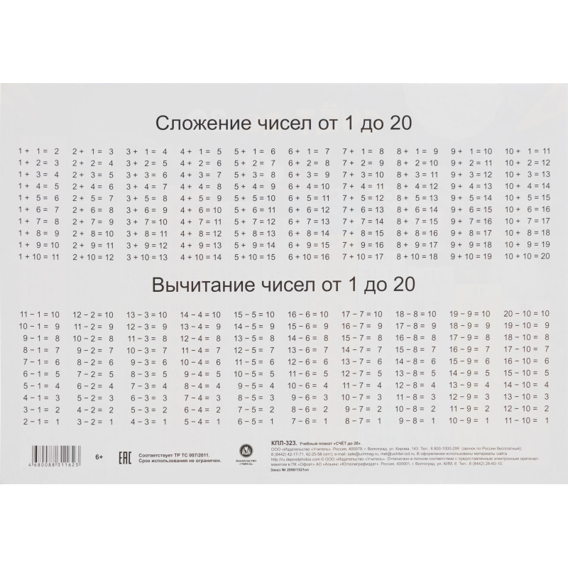 Плакат (наб)  Математика. Начальная школа А4 КОМ-121 - фото 3