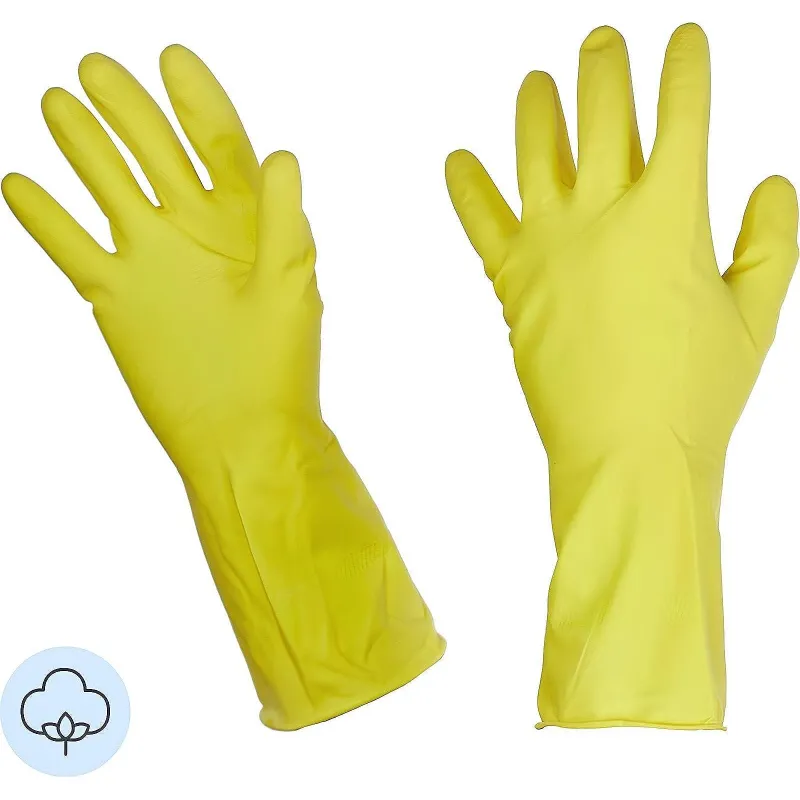 Перчатки резиновые PACLAN Professional латекс желтый 4073264/4073664 р.М - фото 1