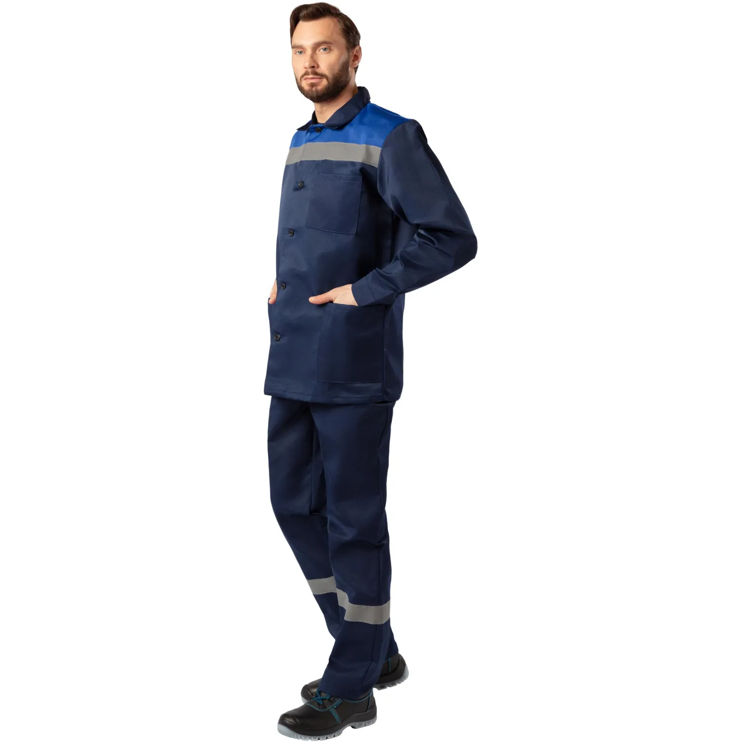 Костюм лет муж (куртка, бр) л16 с СОП син/вас р.72-74/170-176 - фото 2