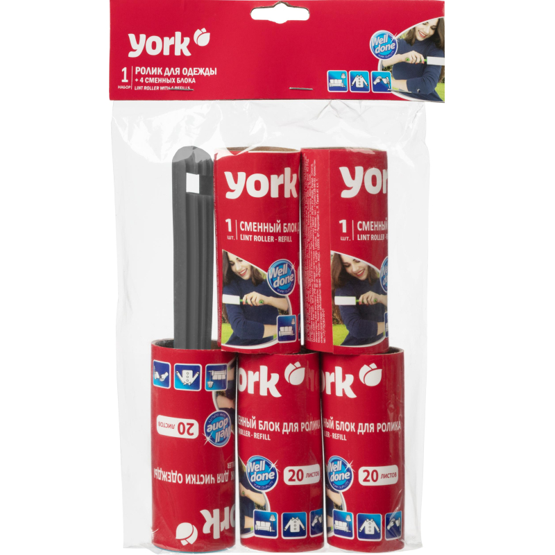 Ролик для чистки одежды 20 листов + наб. 4 сменных блока YORK, 068020 - фото 26