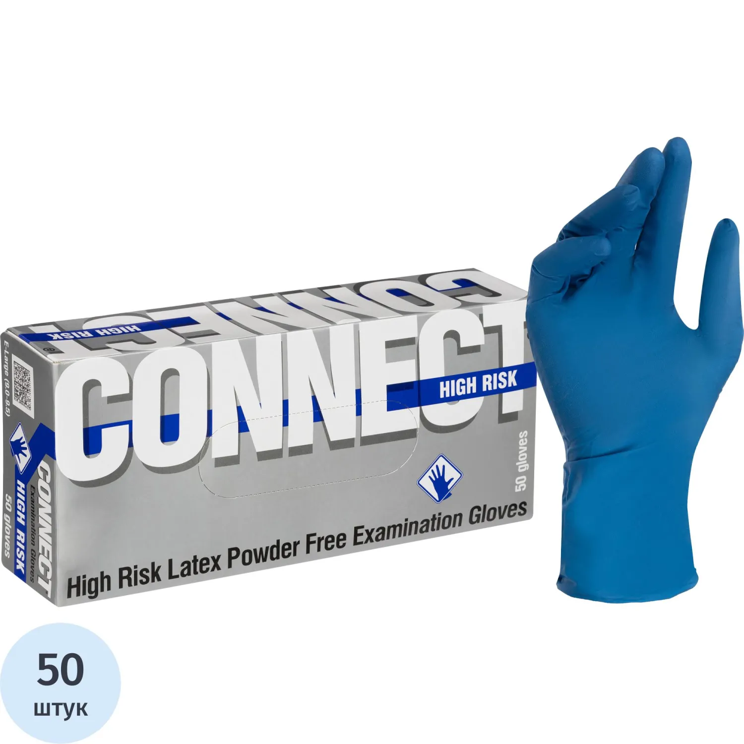 Перчатки мед.смотров. латекс,н/с,н/о, CONNECT High Risk L 25пар/уп, ПС - фото 1