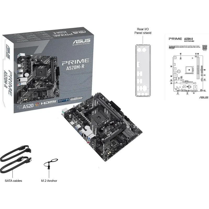 Материнская плата ASUS PRIME A520M-R, AM4, A520, 2xDDR4, mATX - фото 5