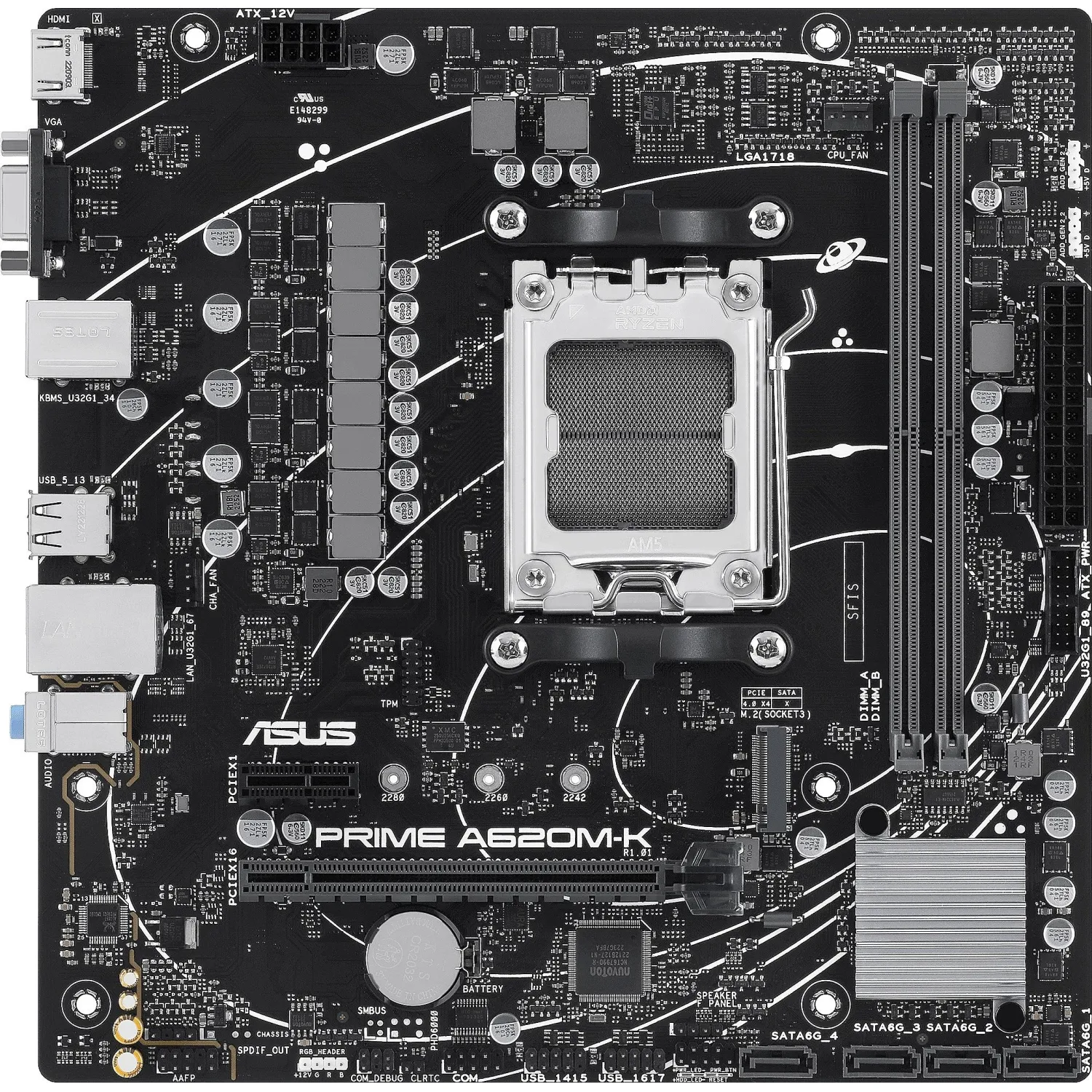 Материнская плата ASUS PRIME A620M-K, AM5, A620, 2xDDR5, mATX - фото 2