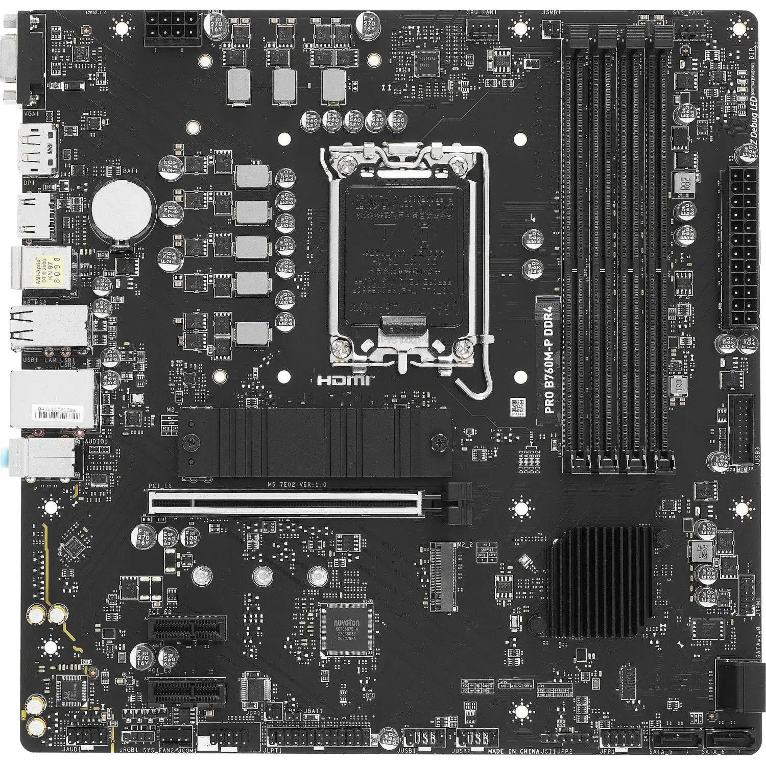 Материнская плата MSI PRO B760M-P DDR4 s1700, Intel B760, 4xDDR4, mATX - фото 2