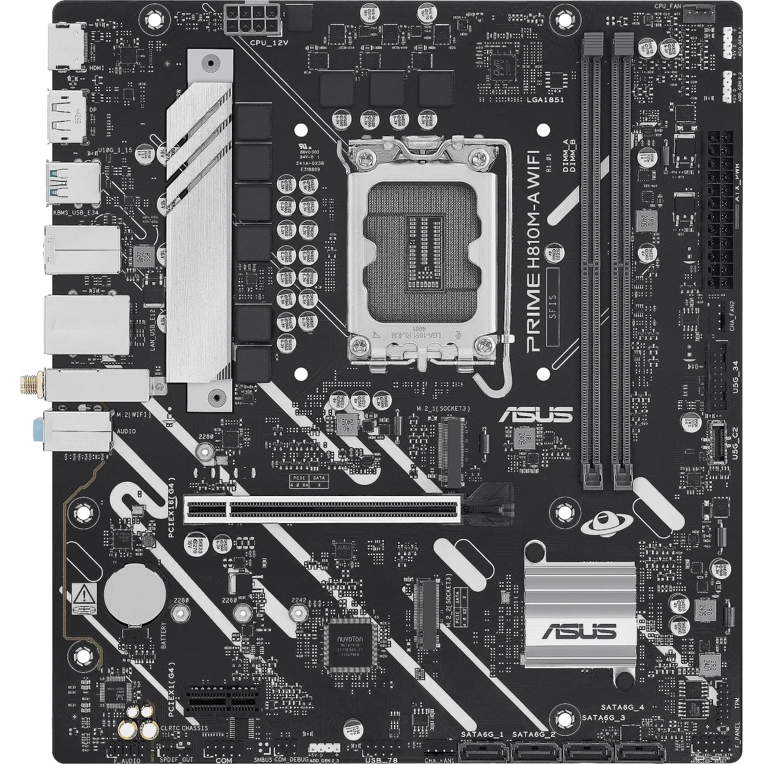Материнская плата ASUS PRIME H810M-A WIFI, LGA1851, B810, 2xDDR5, mATX - фото 2