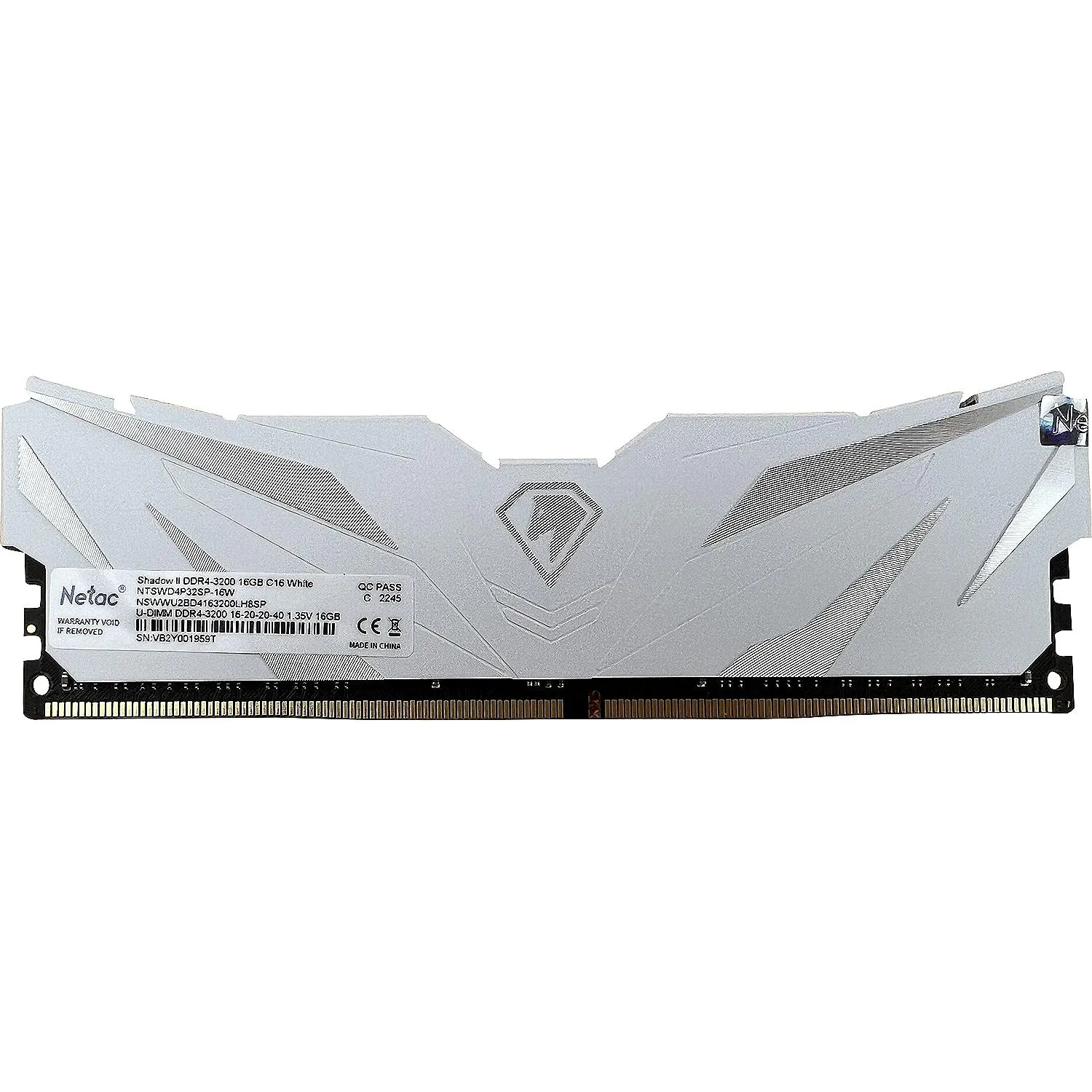 Модуль памяти Netac Shadow II 16GB DIMM DDR4 3200Мгц (NTSWD4P32SP-16W) - фото 2