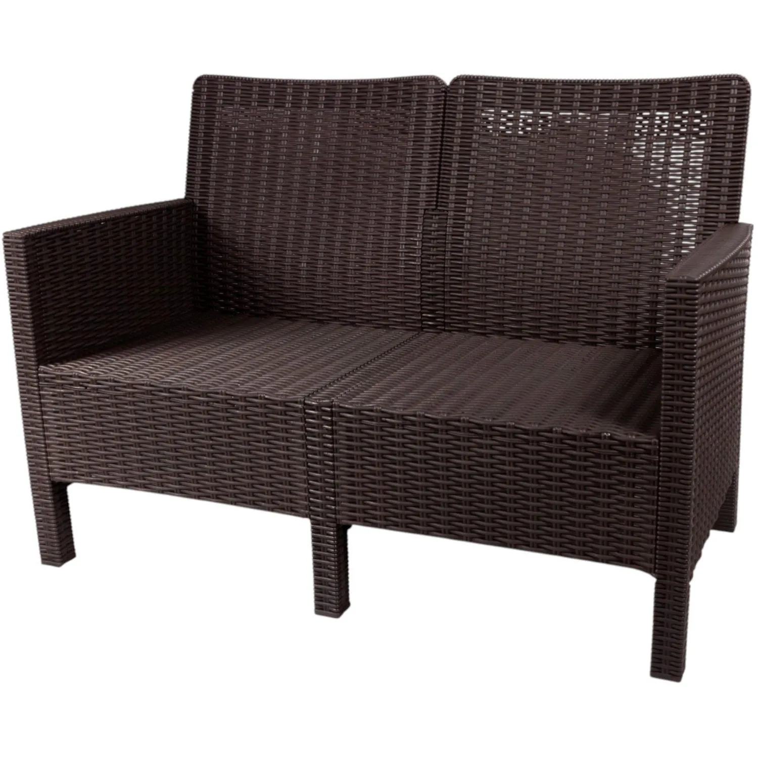 Диван TDT_двухместный садовый коричневый под ротанг - фото 1