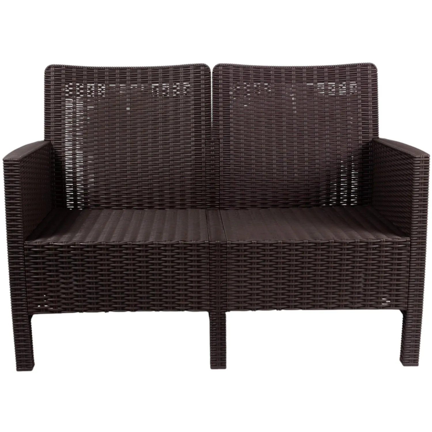 Диван TDT_двухместный садовый коричневый под ротанг - фото 2