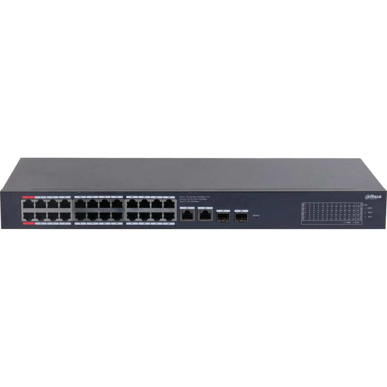 Коммутатор DAHUA DH-CS4228-24GT-240 24-порт,PoE,24xRJ45,uplink,240Вт - фото 2
