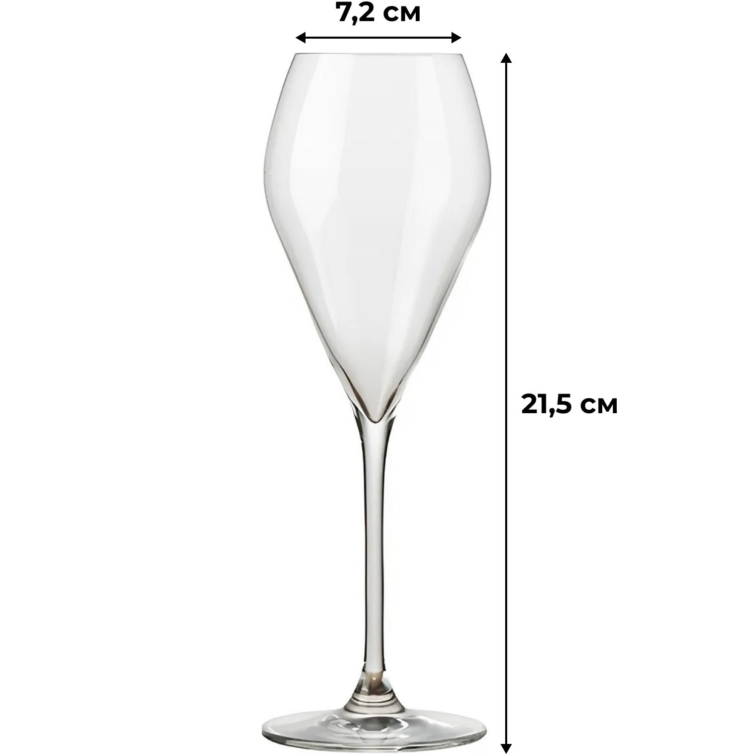 Бокал -флюте 'Мод' хр.стекло 240мм d=72,h=215мм;прозр. 6шт/уп - фото 3