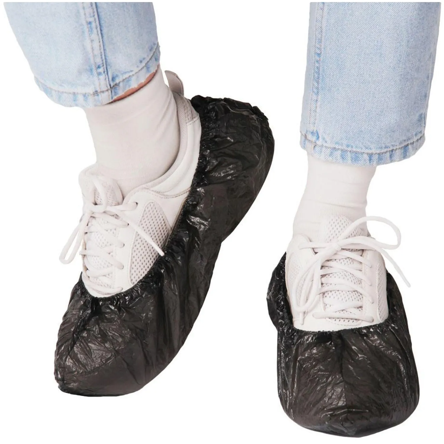 Бахилы н/с, п/э с 2й рез. 3,7г, ПНД-15/2р-Ч, черные, 50пар/уп - фото 3