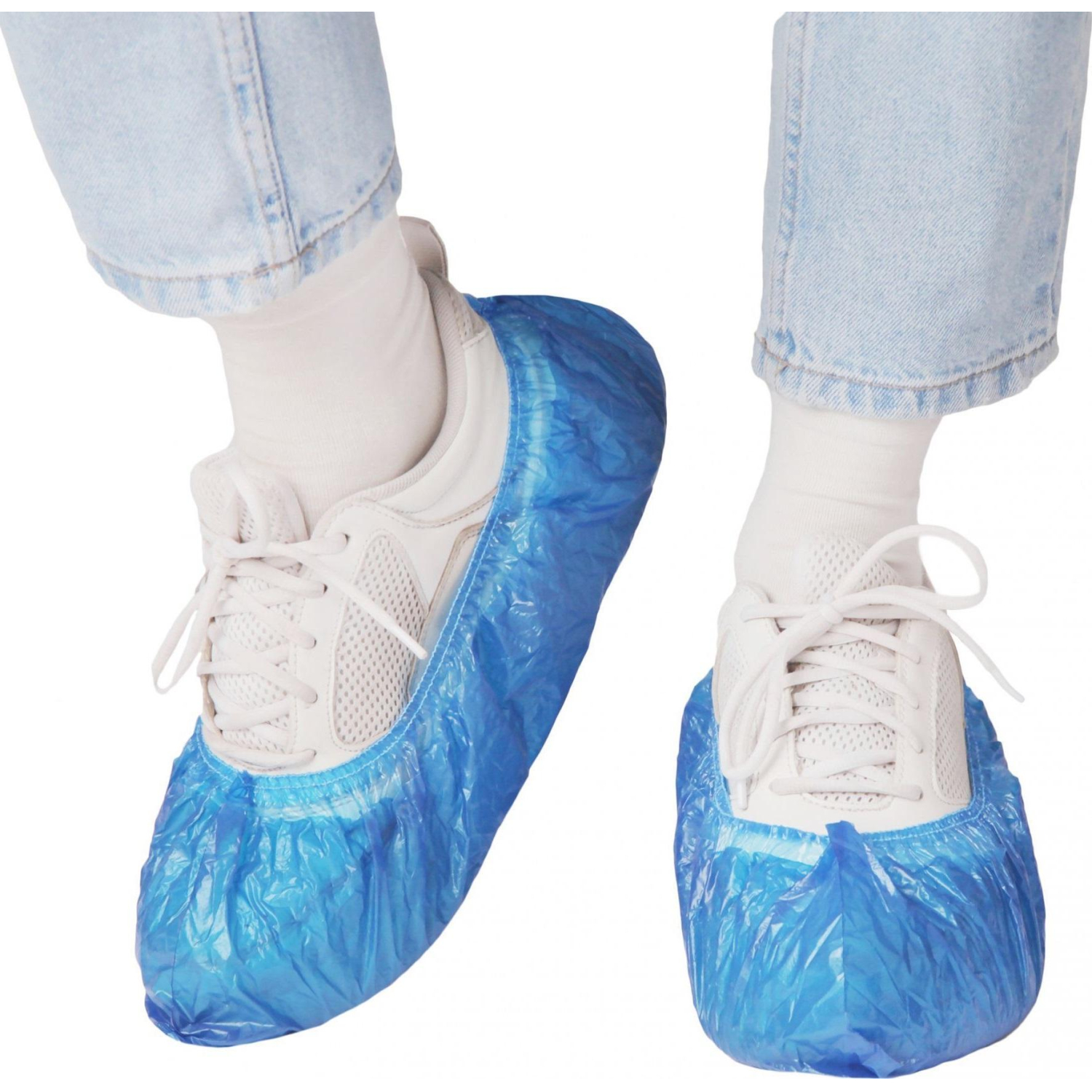 Бахилы н/с, п/э с 2й рез. 5,1г ПНД2-8/15/2р-С-С, голубые, 450пар/уп - фото 3