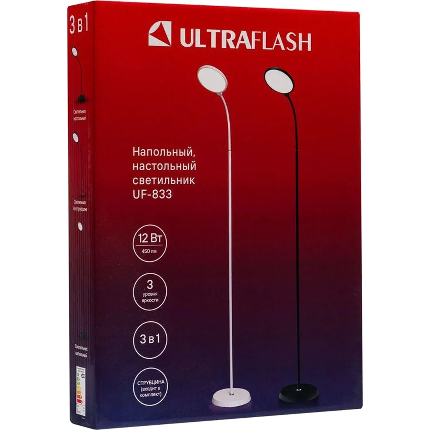 Светильник Ultraflash UF-833 C02 черн (LED напольн., 12Вт, 3 в1) - фото 2