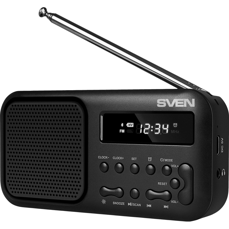 Радиоприемник Sven SRP-50, 3Вт, BT/FM/USB-C, будильник, встр аккум - фото 1