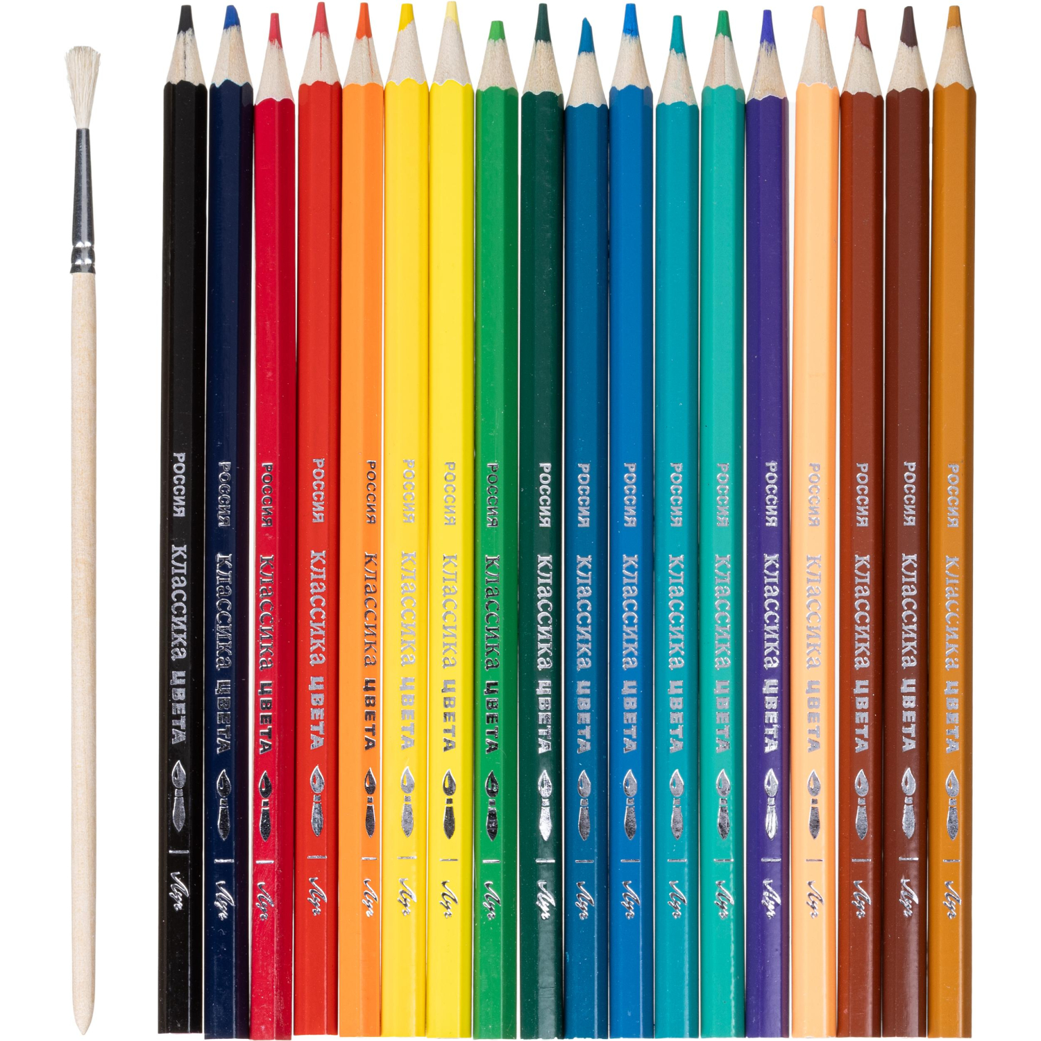 Карандаши акварельные 'Классика цвета' 18 цв. с кистью 32С 2091-08 набор - фото 2