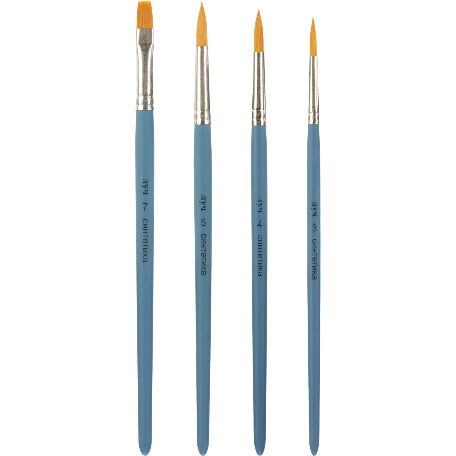 Набор кистей Классика цвета,4шт.СИНТЕТИКА(круглые№3-5;плоская№7)33С 2181-08 - фото 2