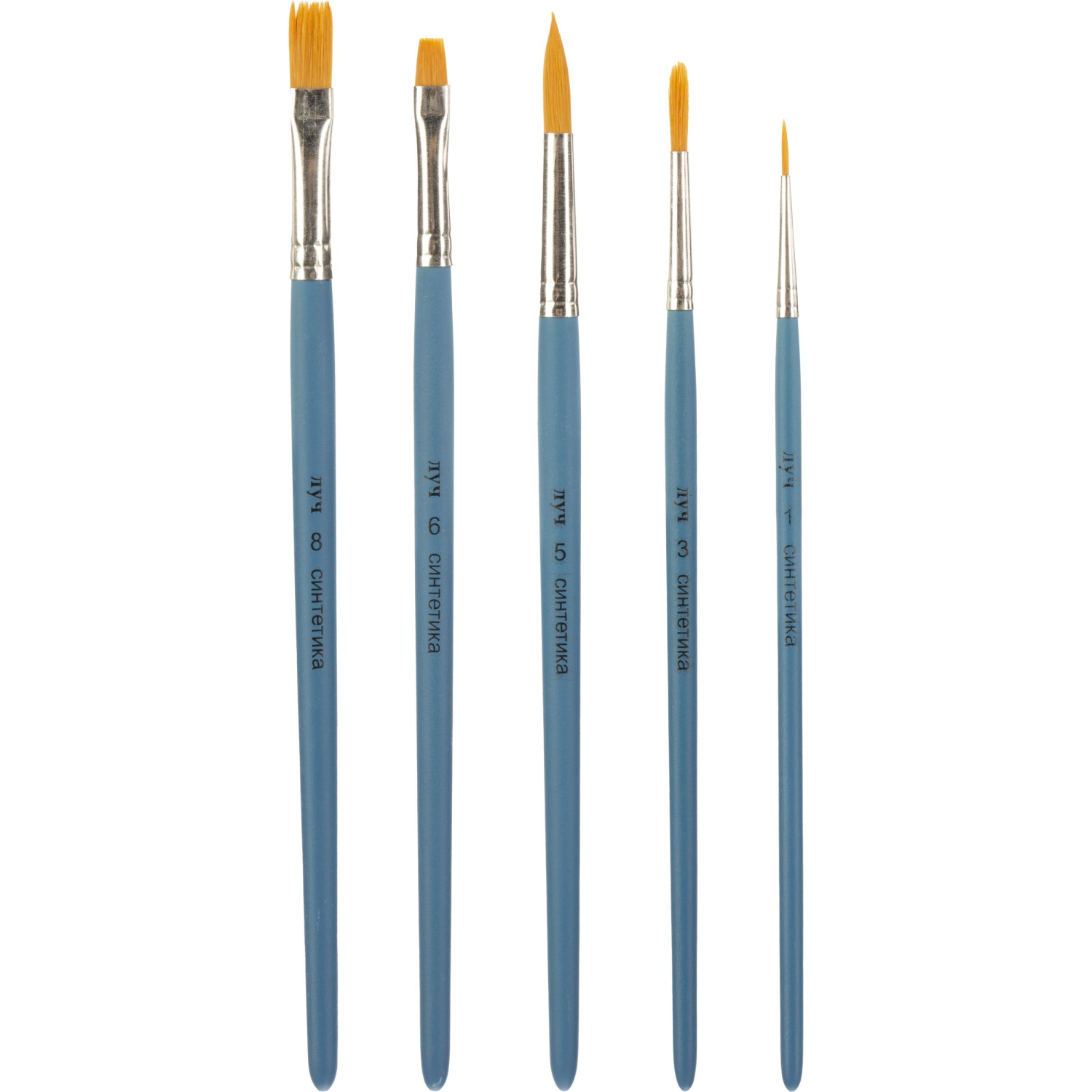 Набор кистей Классика цв.5штСИНТЕТИКА(круглые№1,3,5;плоские№6,8)33С 2182-08 - фото 2