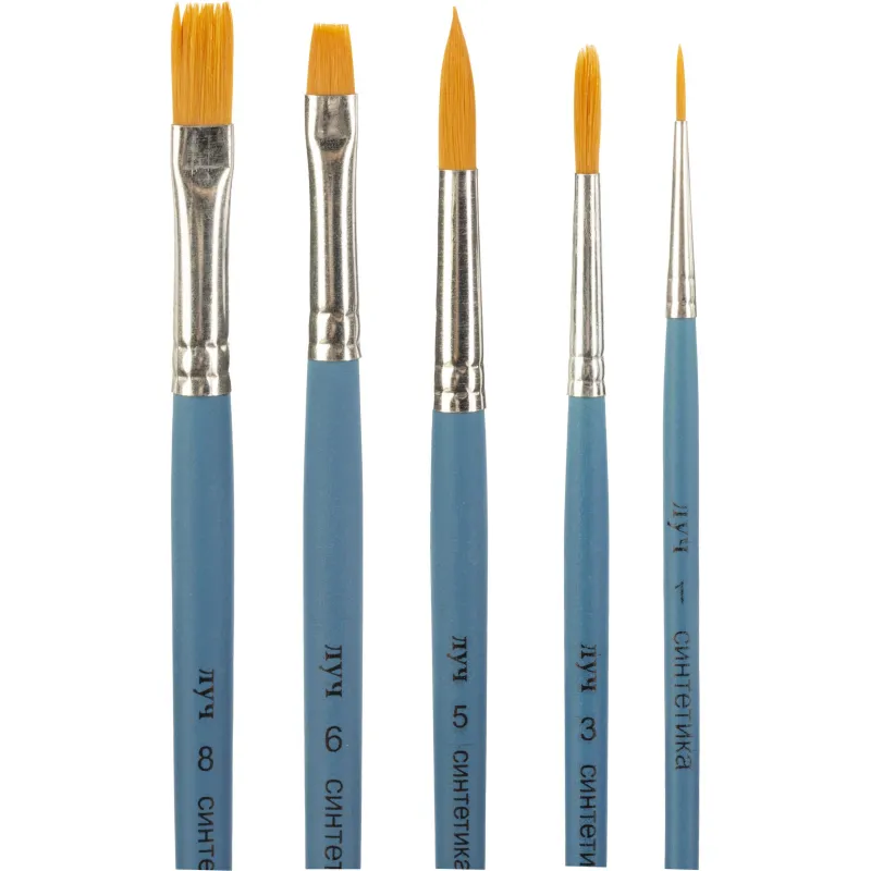 Набор кистей Классика цв.5штСИНТЕТИКА(круглые№1,3,5;плоские№6,8)33С 2182-08 - фото 3