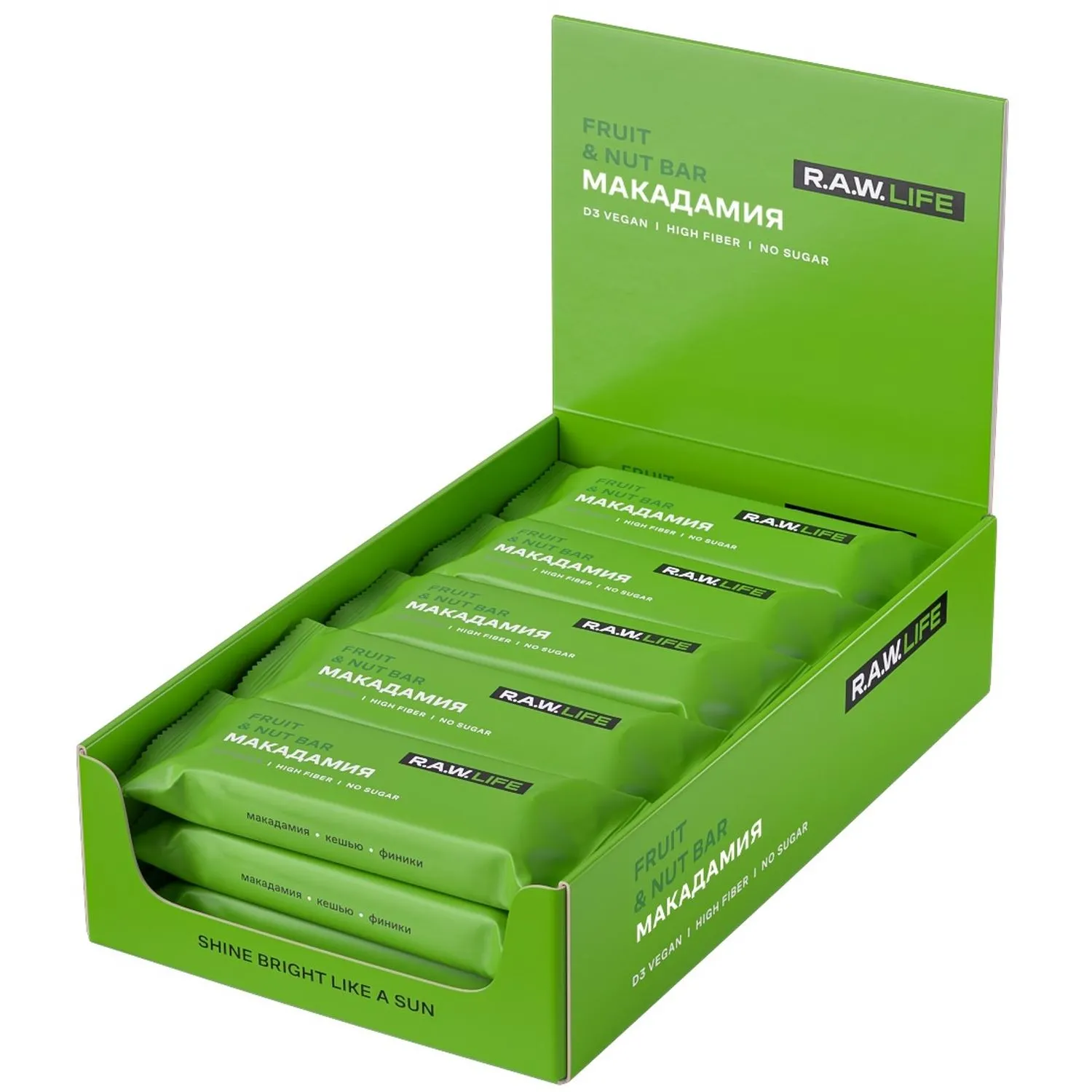 Батончик R.A.W.LIFE орехово-фруктовый Макадамия, 47гx15шт/уп - фото 1