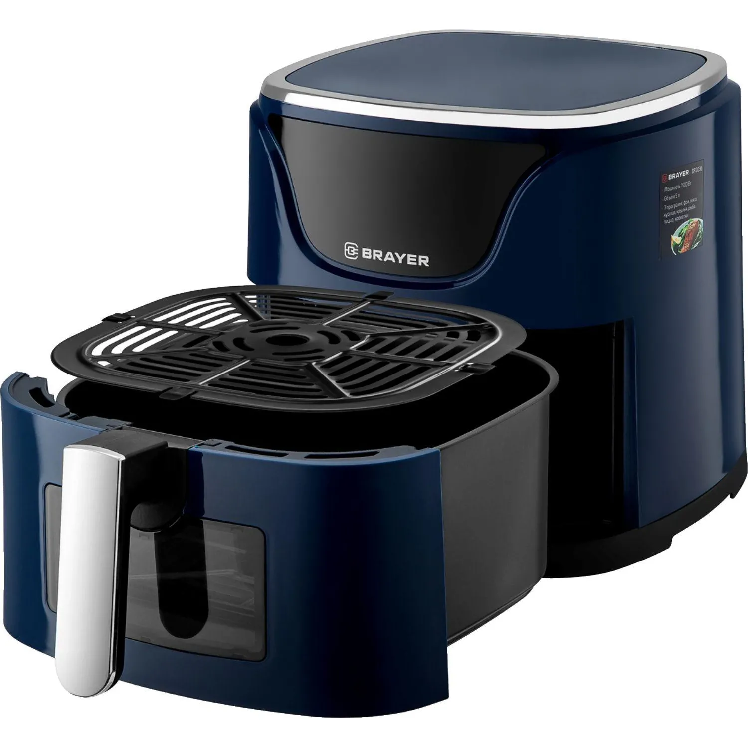 Аэрогриль BRAYER 2036BR,1500 Вт,5л, t.200С,съем.реш,таймер,LCD-дисп,7 прогр - фото 7