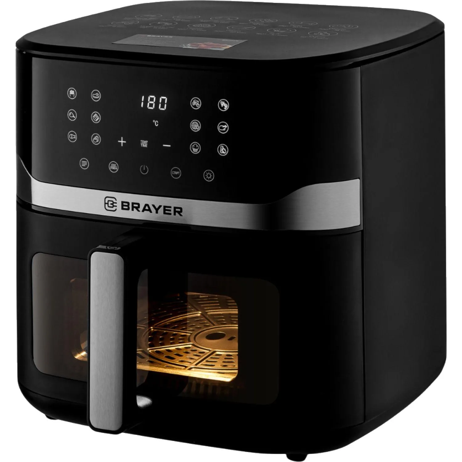 Аэрогриль BRAYER 2040BR,1800Вт,10л,t.200С,съем.реш,таймер,LCD-дисп,12прогр - фото 5