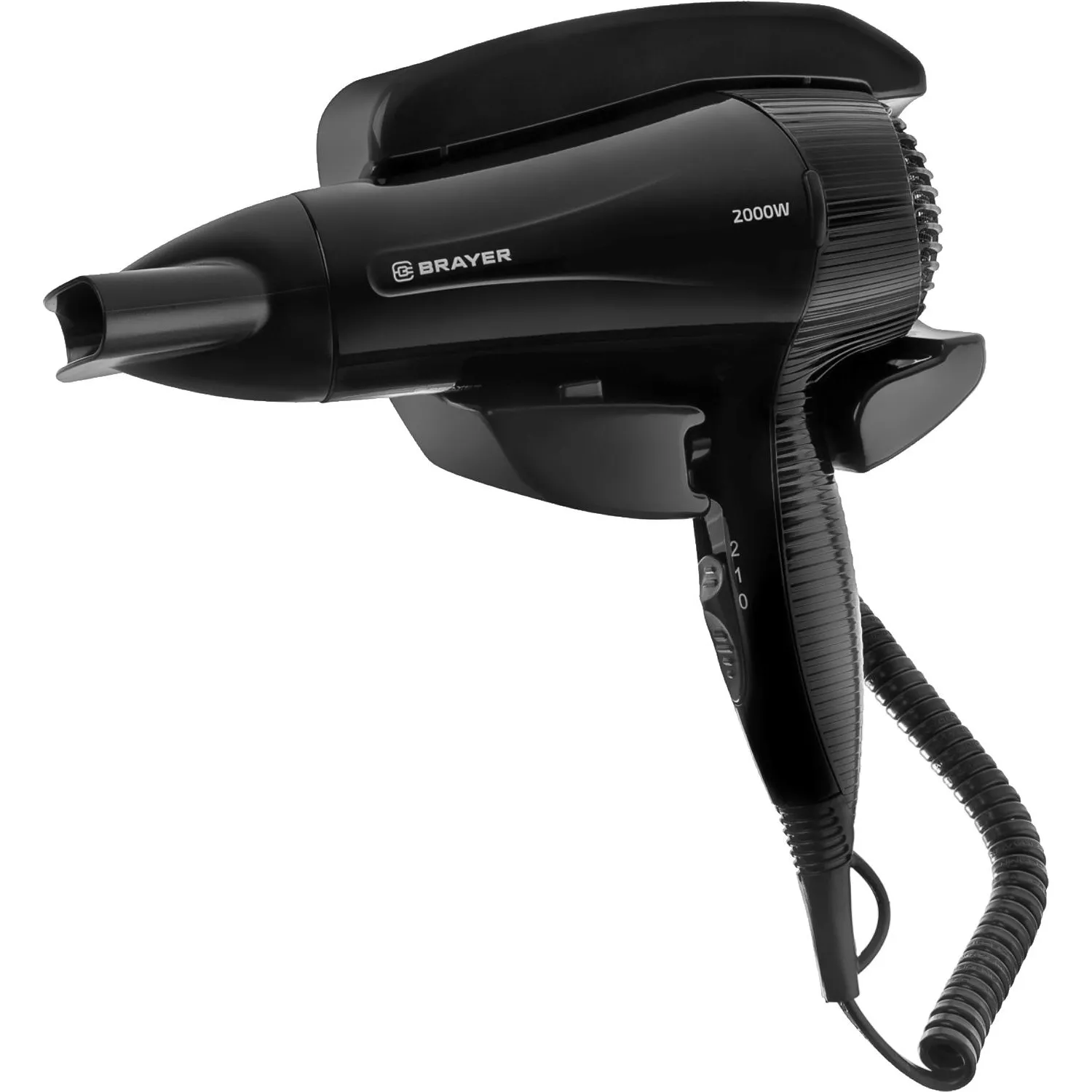Фен настенный BRAYER 3021BR-BK,2000,2скор,2режнагрева,концентр,холод,1,8м - фото 6