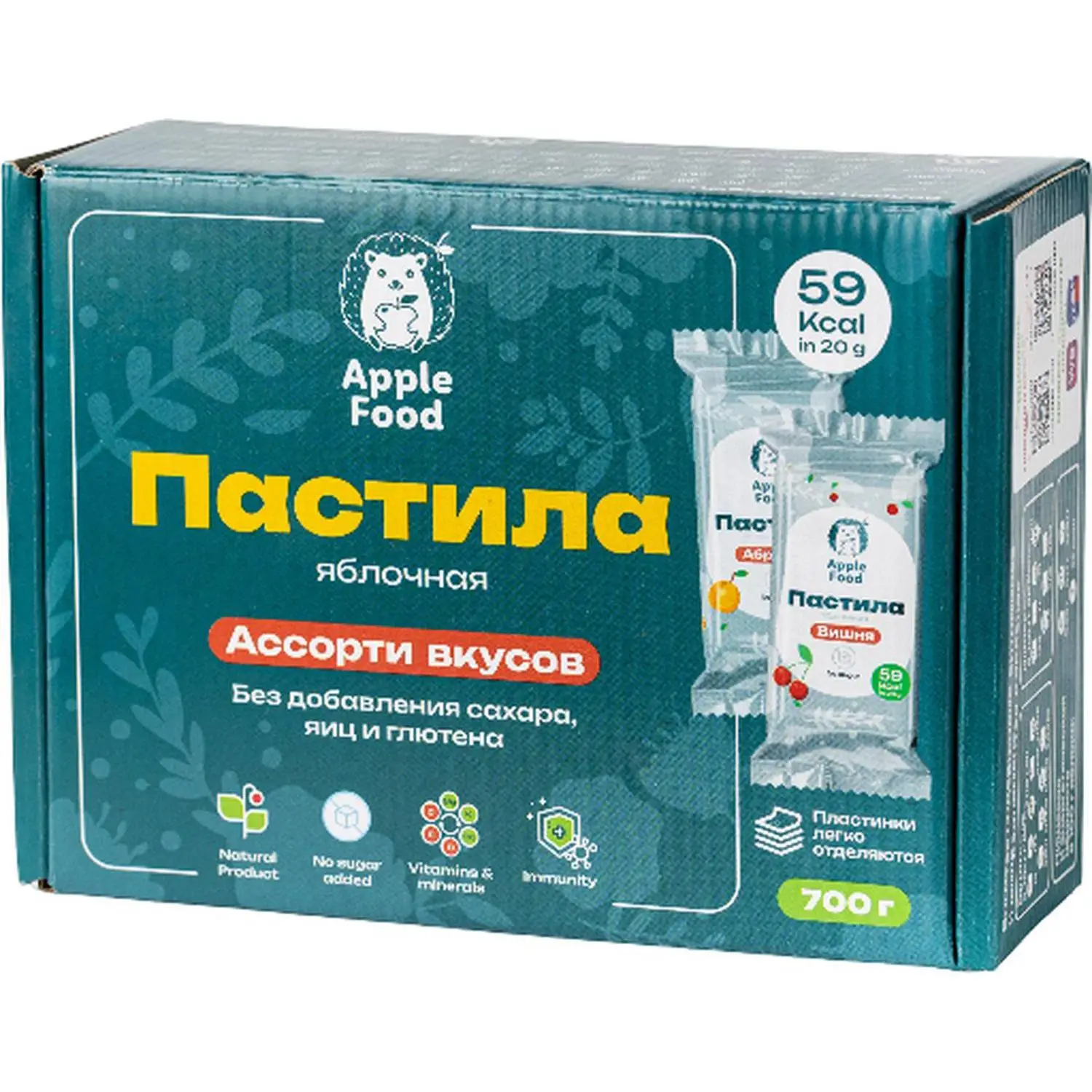 Пастила Apple Food в ас. слив_барб_груш_абрик_клуб_лес.яг_виш_ябл, 700г - фото 1