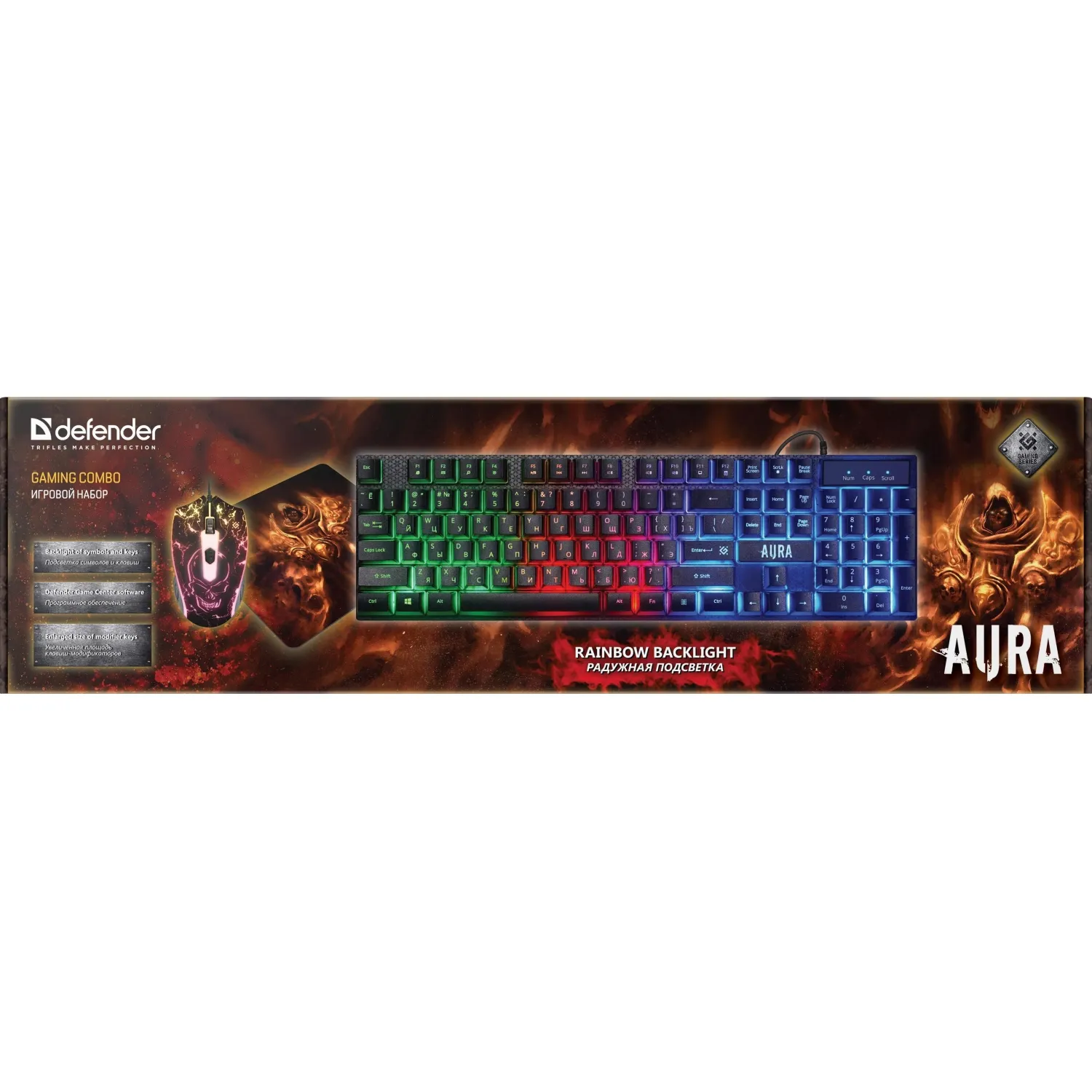 Набор клавиатура+мышь Defender +коврик Aura MKP-117 RU,Light игров. (52117) - фото 9