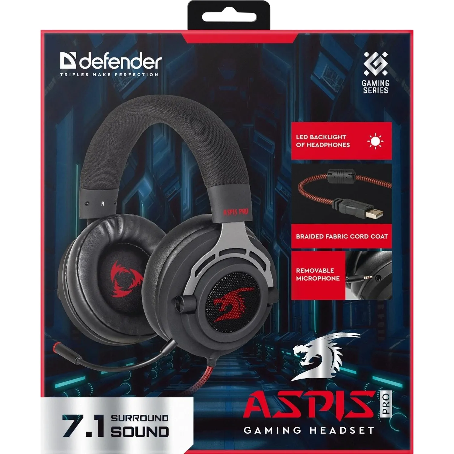 Гарнитура Defender Aspis Pro объемный звук 7.1, игровая провод 2м (64221) - фото 12