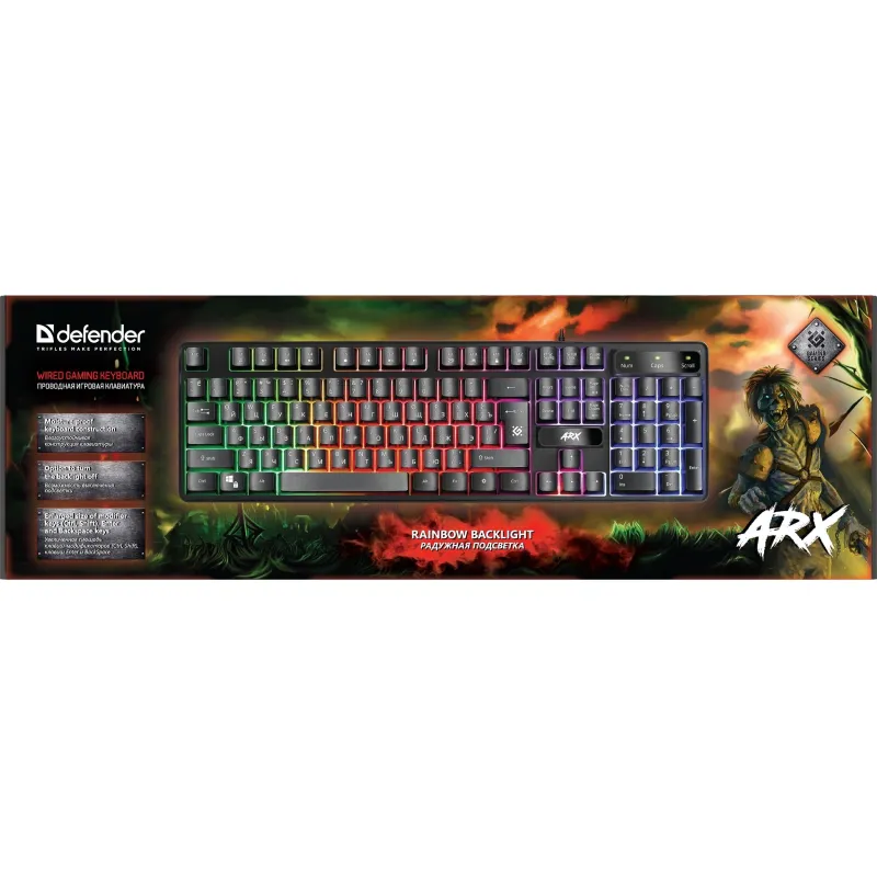 Клавиатура Defender Arx GK-196L RU проводн.игровая, радужн. подсветка 45196 - фото 6