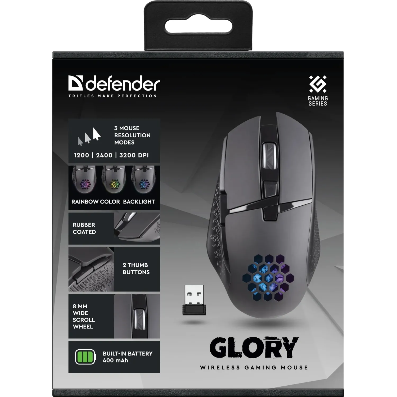 Мышь компьютерная Defender Glory GM-514 черн,LED,7D,400мАч,3200dpi (52514) - фото 7