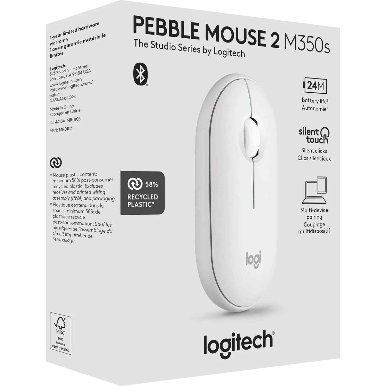 Мышь компьютерная Logitech беспр. M350S Pebble 2 BT TONAL WHITE 910-007013 - фото 7