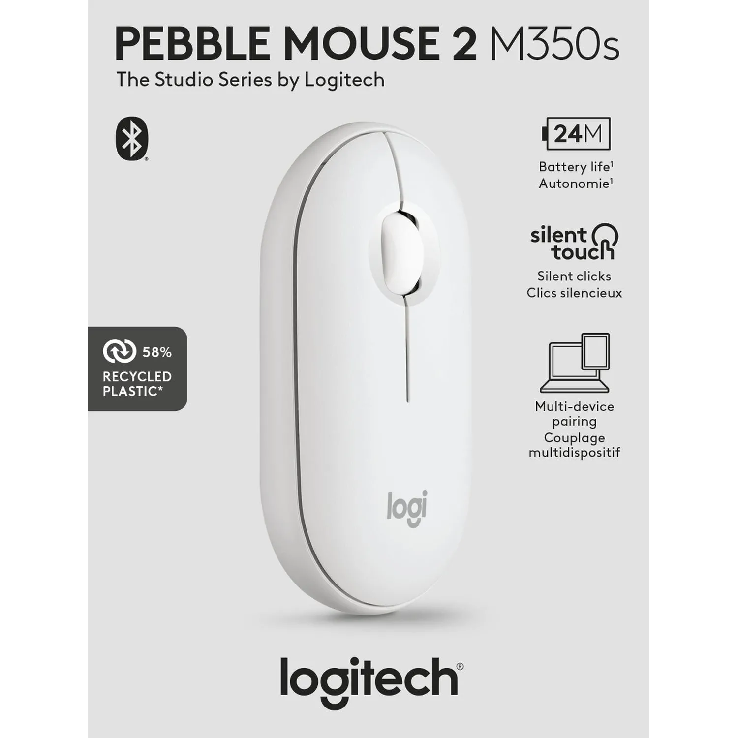 Мышь компьютерная Logitech беспр. M350S Pebble 2 BT TONAL WHITE 910-007013 - фото 9