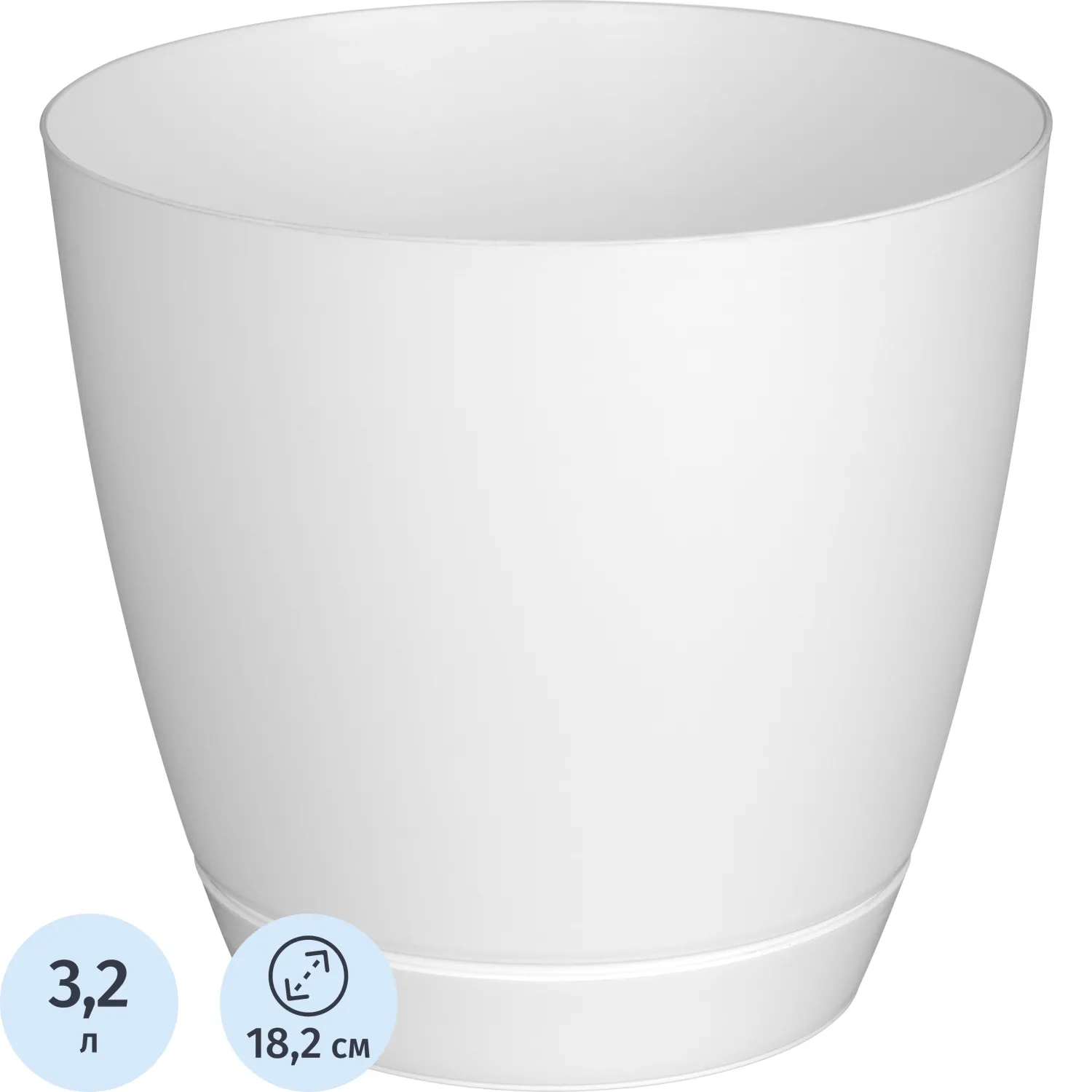 Горшок для цветов Flora 3,2л с поддоном (белый), 231600829/00 - фото 1