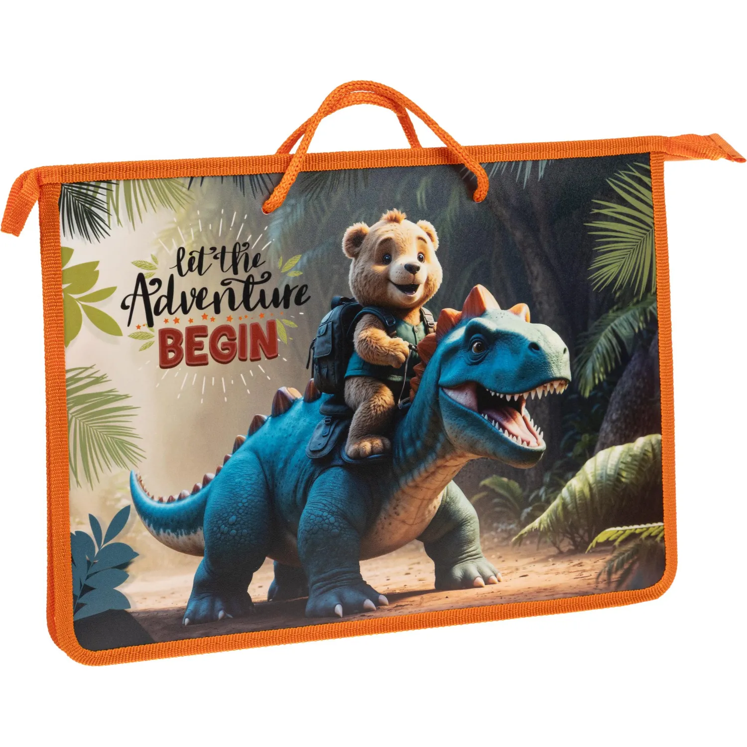 Папка для тетрадей Дино и медвежонок А4 на молнии с ручками,,45мм, 88441 - фото 3