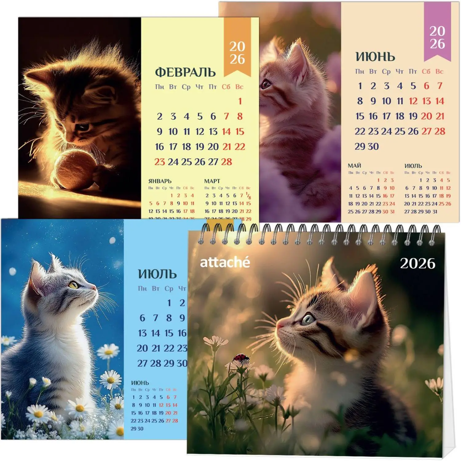 Календарь-домик настольный 2026 Atache, Котенок, 120х110 - фото 6