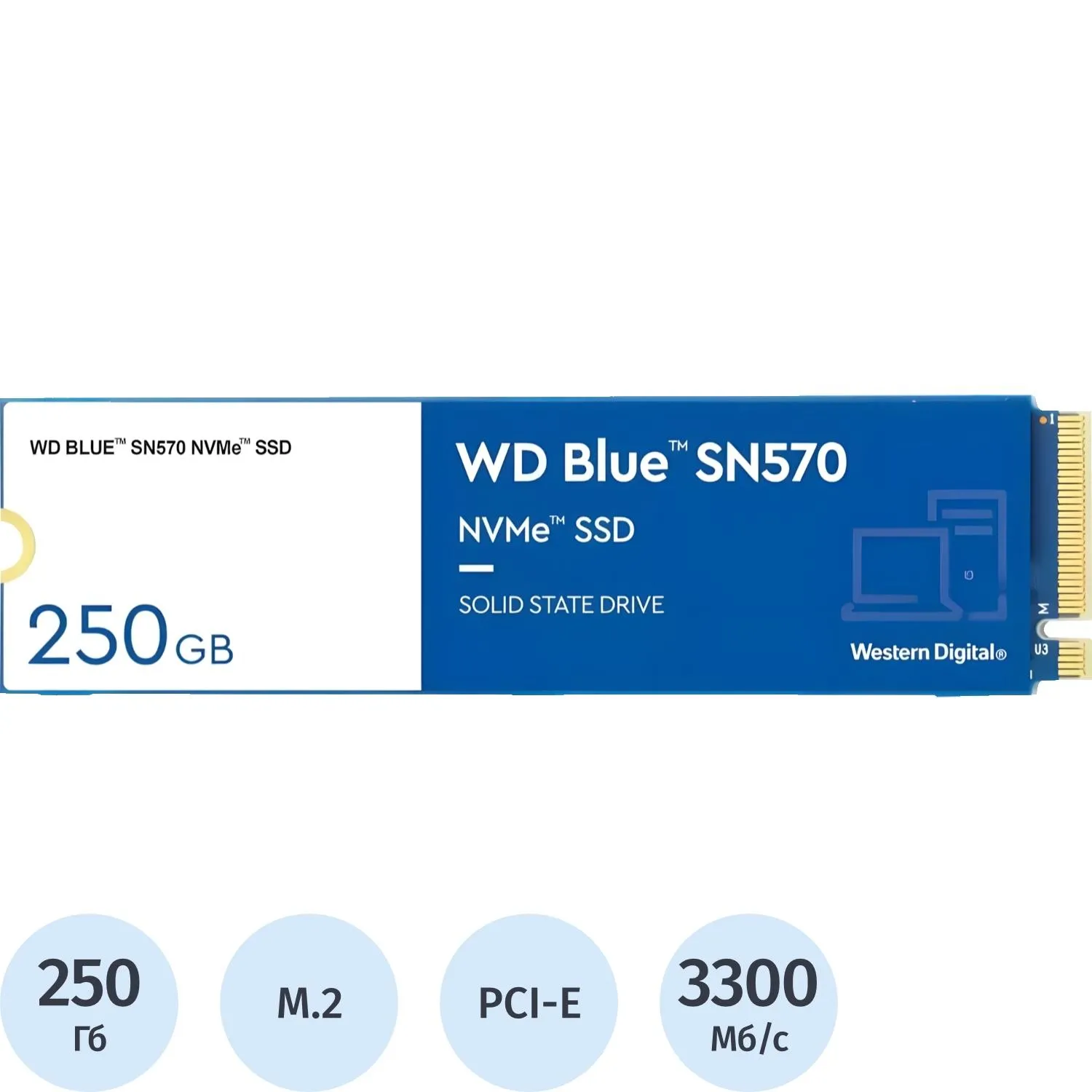SSD накопитель WD BLUE SN570 250Gb M.2 NVMe(WDS250G3B0C) - фото 1