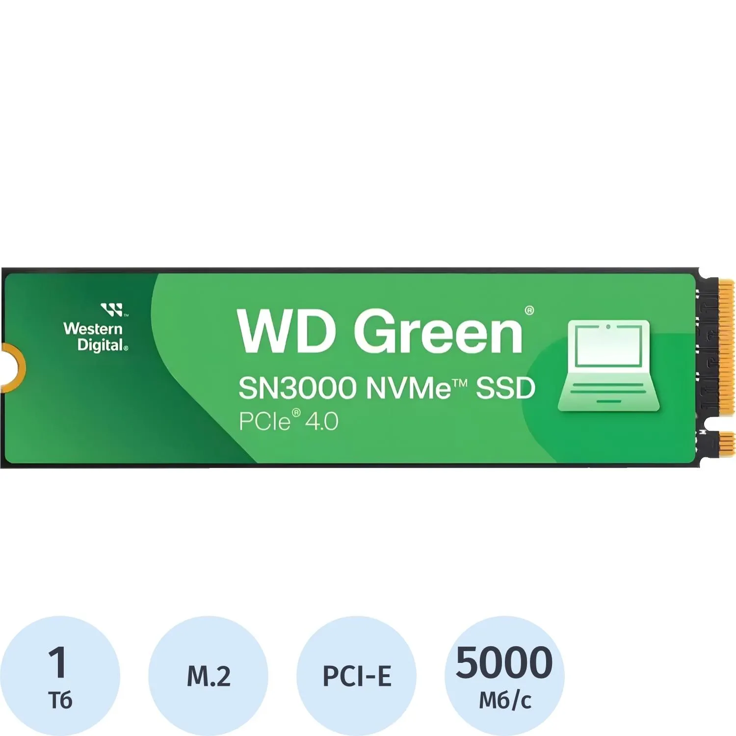 SSD накопитель WD Green SN3000 1Tb M.2 PCIe 4.0(WDS100T4G0E) - фото 1