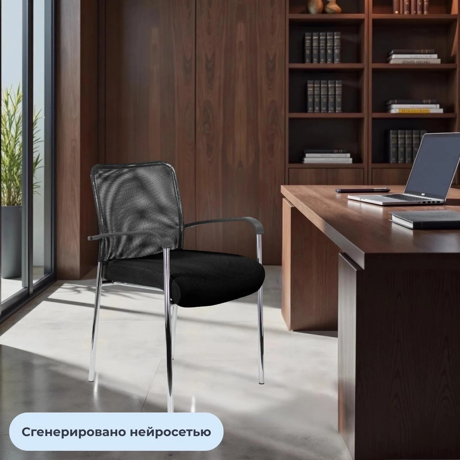 Стул UP_Афродита Люкс каркас хром сетка/ткань черный - фото 2
