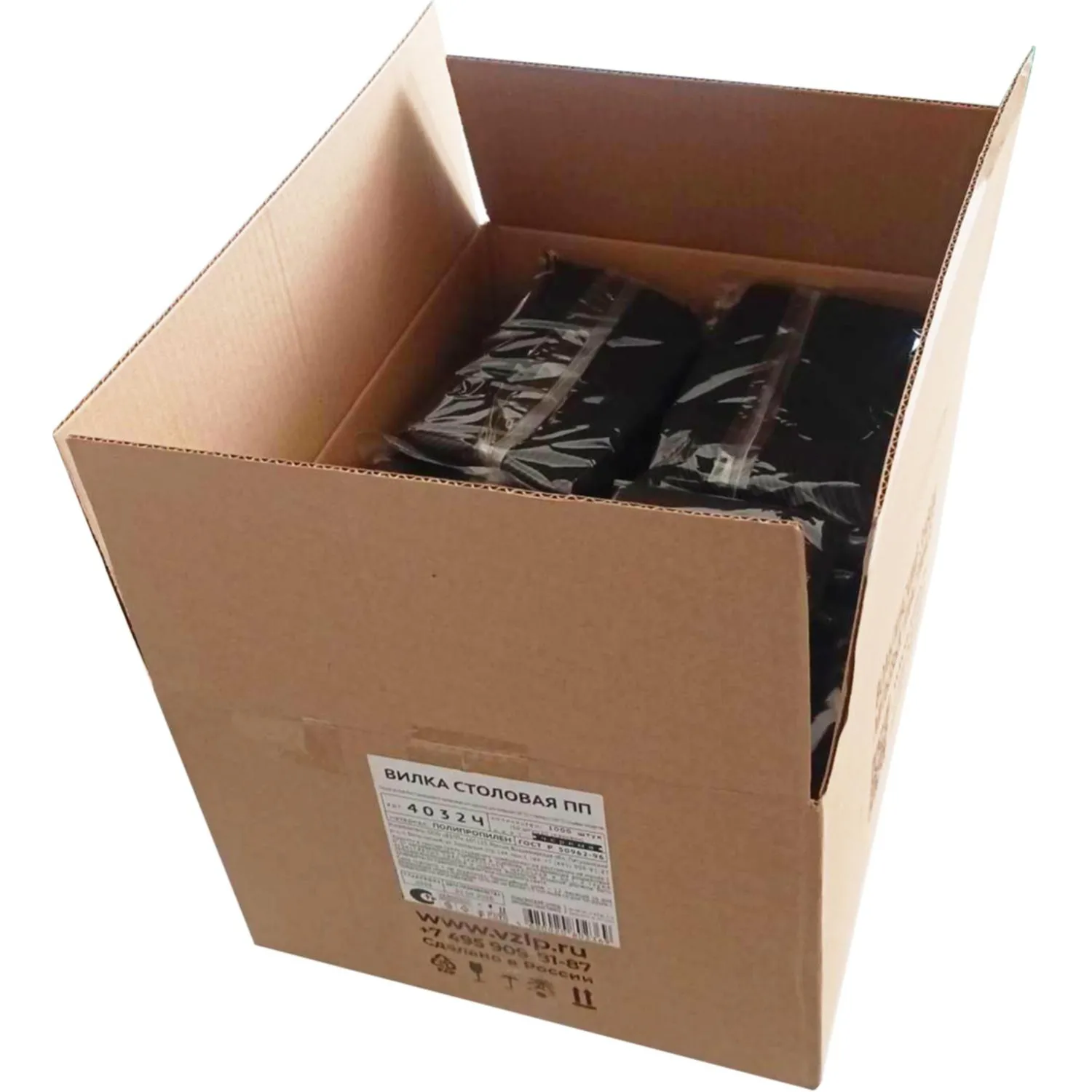 Вилка одноразовая столовая 173,5мм, черная, ПП,  1000 шт/кор - фото 2