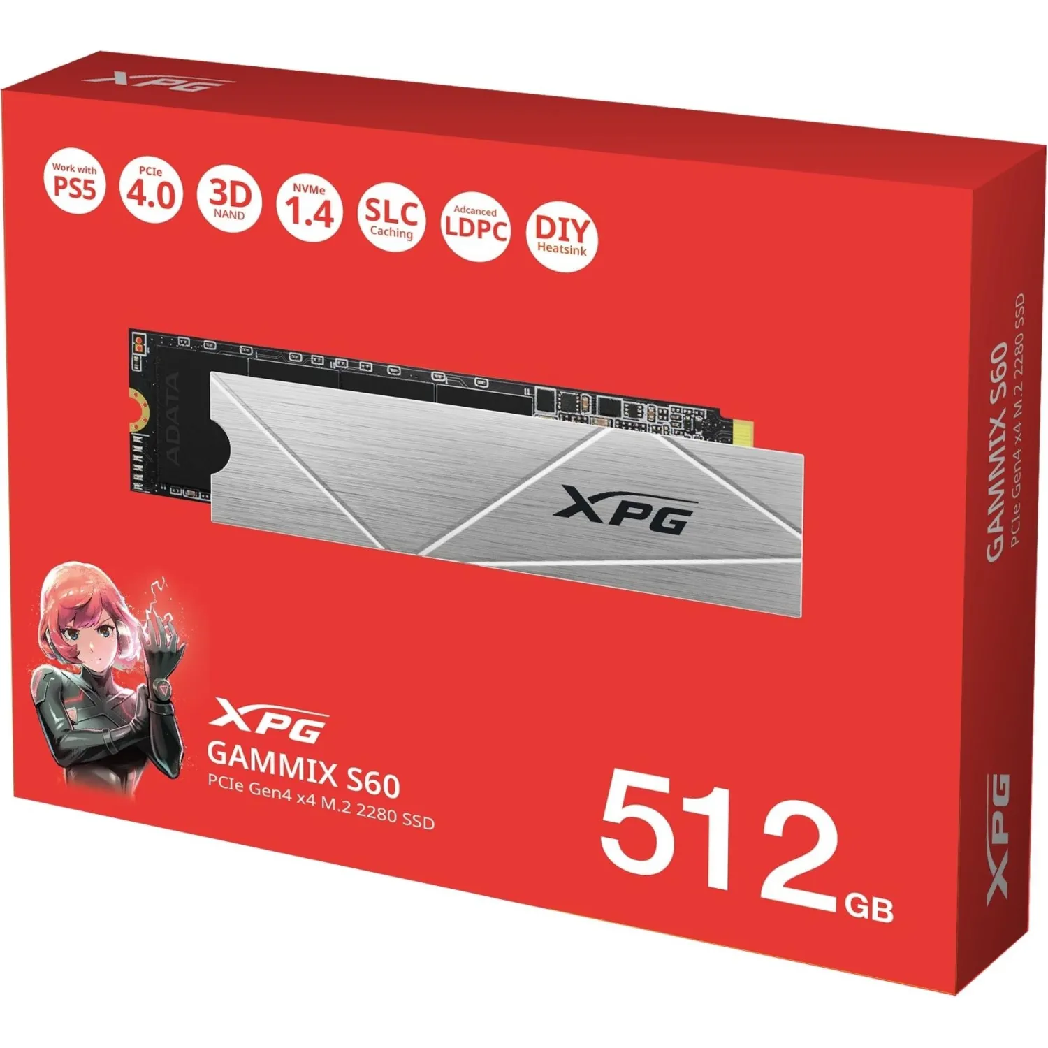 SSD накопитель ADATA GAMMIX S60 512GB M.2 NVMe PCIe4x4(AGAMMIXS60-512G-CS) - фото 4