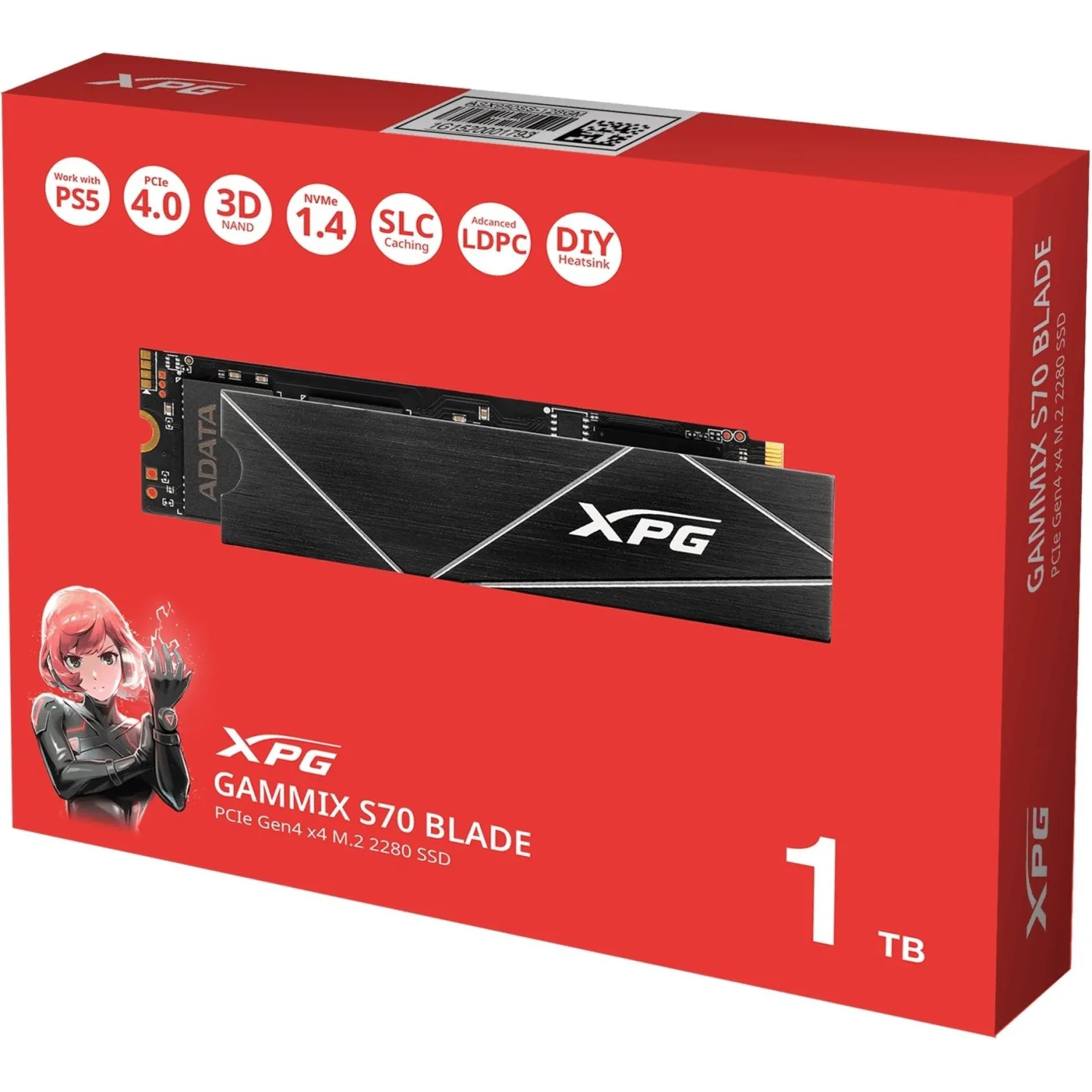 SSD накопитель ADATA GAMMIX S70 BLADE 1TB M.2 PCIe4x4(AGAMMIXS70B-1T-CS) - фото 4