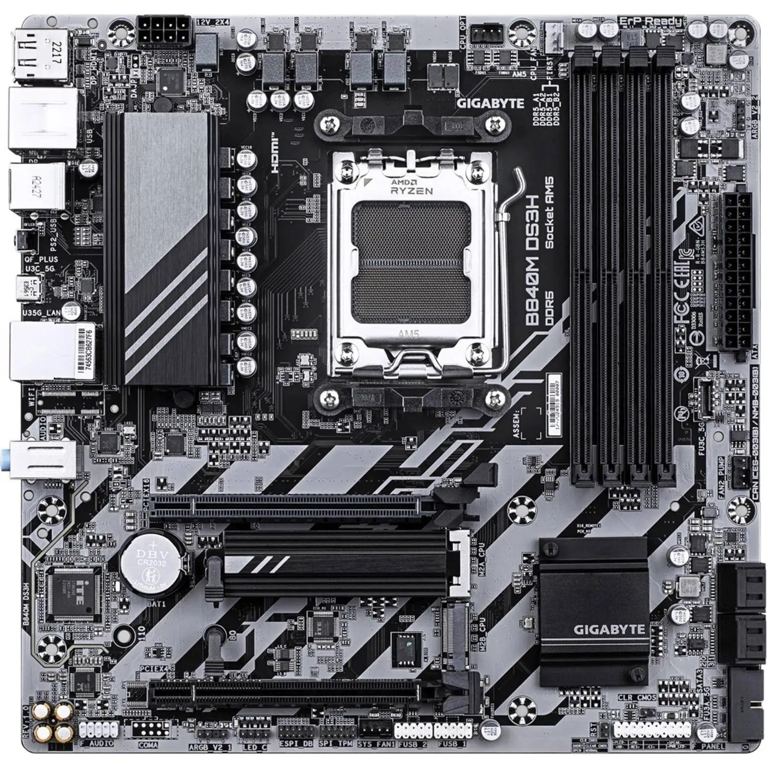 Материнская плата GIGABYTE B840M DS3H, AM5, B840, 4xDDR5 mATX - фото 1
