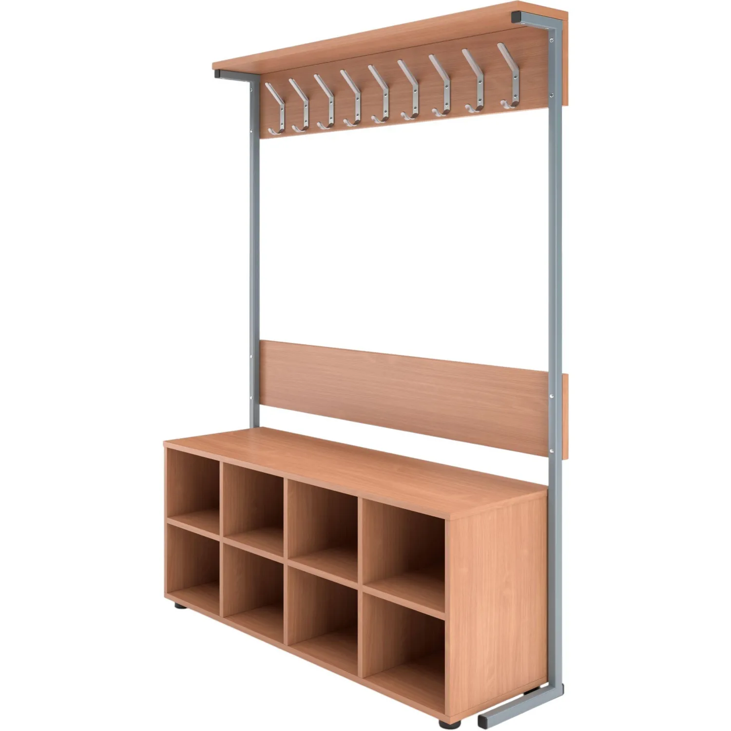 Вешалка МЕТ_1-сторонняя с тумбой для обуви бук/серый - фото 1