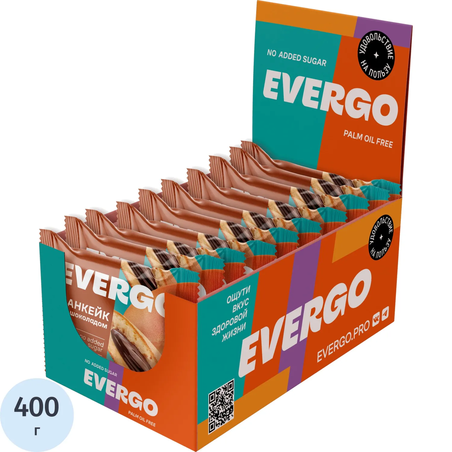 Печенье Панкейк EVERGO с шоколадной начинкой из какао 40гx10шт/уп (400г) - фото 1